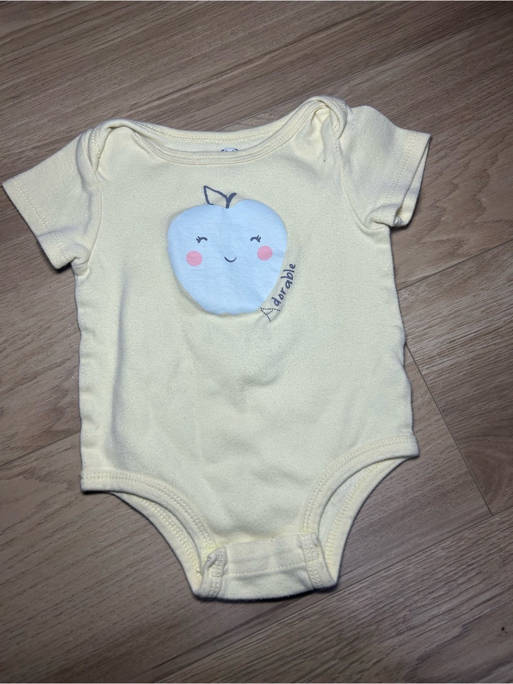 Soft Yellow Apple Graphic Baby One-Piece Bodysuit